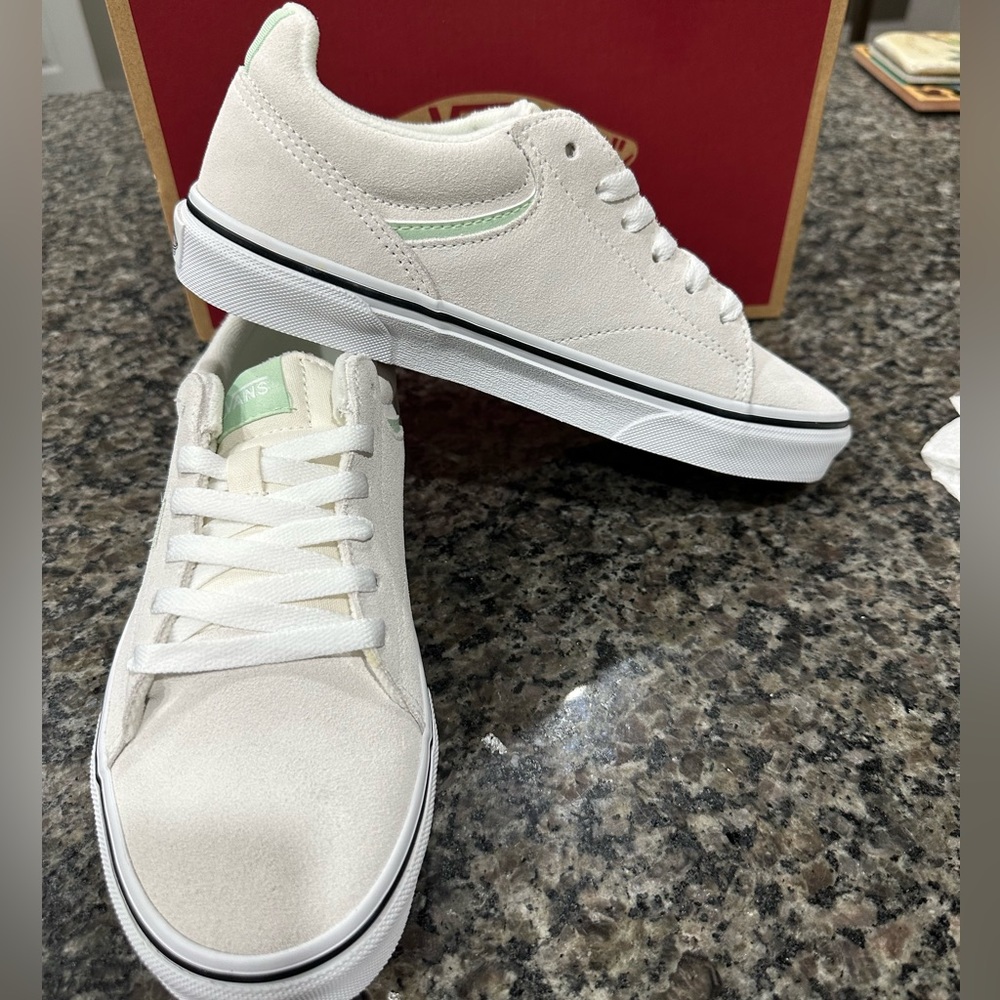 Vans Women's Sneakers in Cream and Mint
